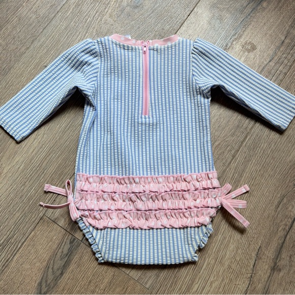 Ruffle Butts Other - NEW Ruffle Butts Long Sleeve Baby Swim Suit One Piece 3-6 months Pink Blue UPF